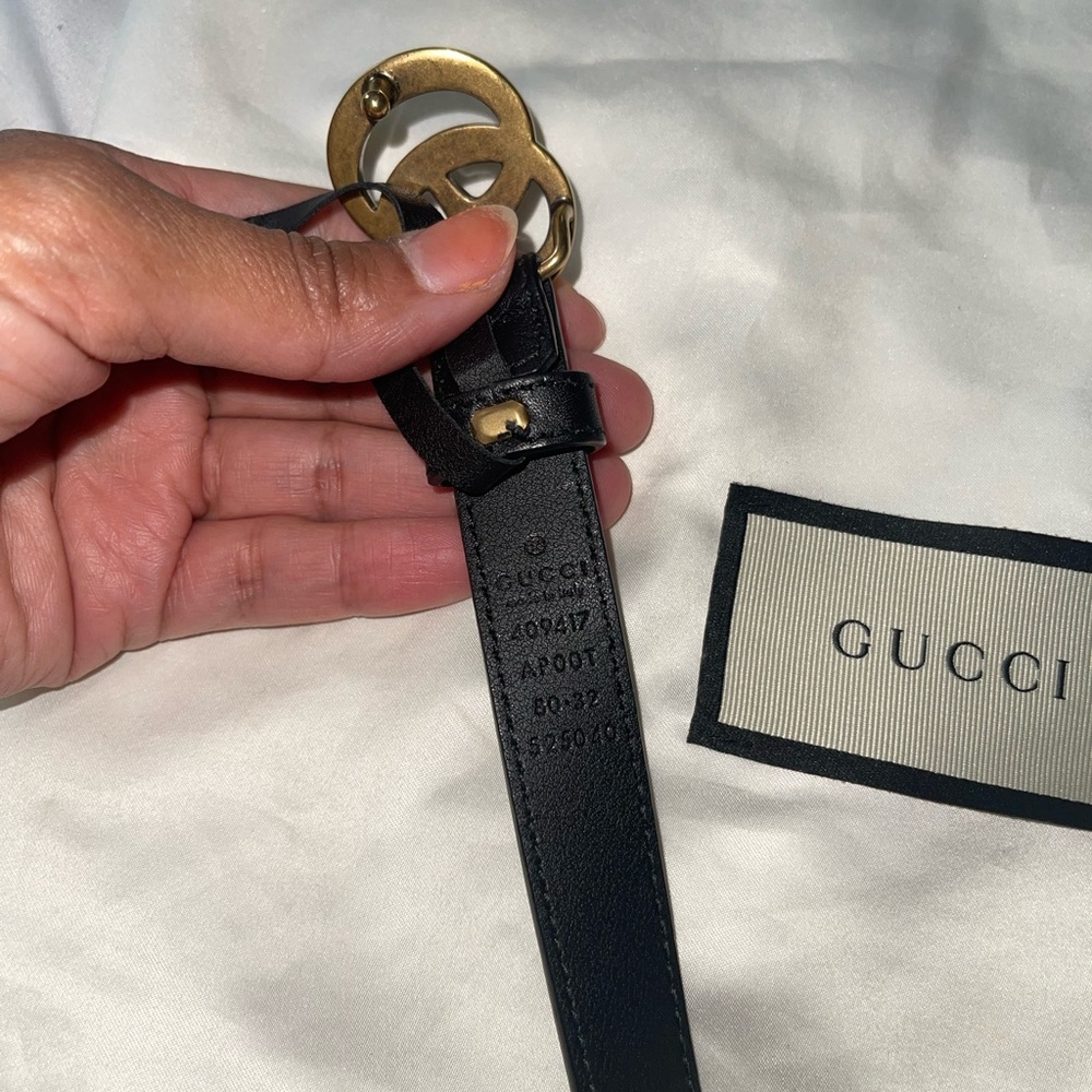 Gucci Leather Double G buckle skinny belt - Picture 6 of 6
